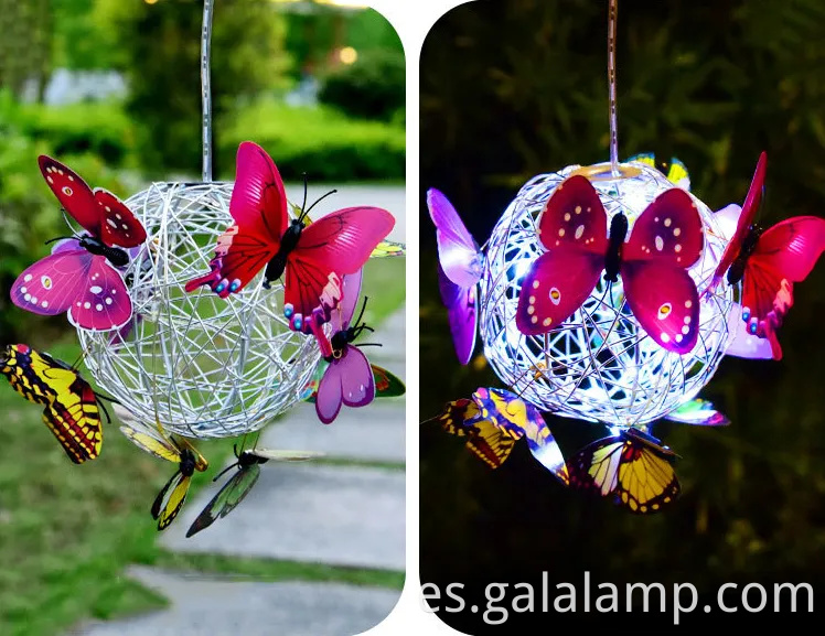 Encantadoras luces de cuerda de mariposa con energía solar para ambiente de jardín